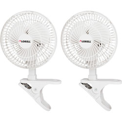 Lorell 6 in Clip-On Fans, 2-Speed, 5' Cord, 8 in x 6 in x 9-1/2 in, 2/BD, White