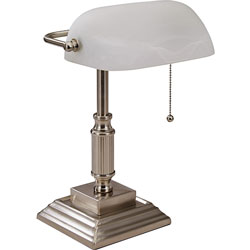 Lorell Banker's Lamp, LED, 10-Watt, 6-1/2 inWx6-1/2 inLx15 inH, Silver