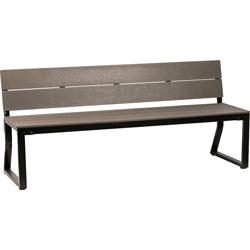 Lorell Bench, w/Backrest, Outdoor, 72 inx22 inx18-1/8 in, Charcoal/Black