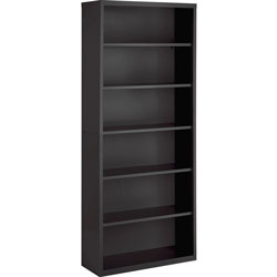 Lorell Bookcase, 6-Shelf, Steel, 34-1/2 inx12-5/8 inx30 in, Charcoal