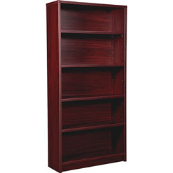 Lorell Bookcase, 5-Shelf, Prominence, 34 inWx12 inDx69 inH, Mahogany