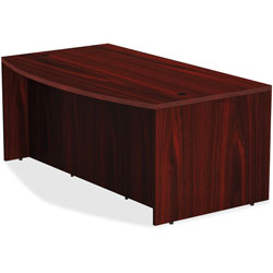 Lorell Bow Desk, 1-1/2 in Top, 36 in x 72 in x 29-1/2 in, Mahogany