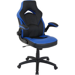 Lorell Chair, Gaming, High-Back, 20-1/2 inWx28 inLx47-1/2 inH, Blue/Black
