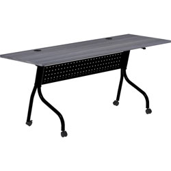 Lorell Charcoal Flip Top Training Table, Charcoal Rectangle, Melamine Top, Black Four Leg Base, 4 Legs, 72 inx 23.60 in Table Top Depth, 29.50 in Height, Melamine
