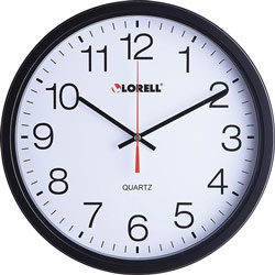 Lorell Clock, Wall, Quartz, Silent Sweep, 12-1/2 in, Black