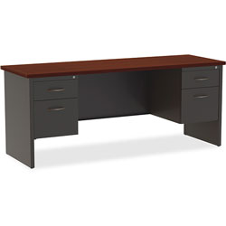 Lorell Double Pedestal Credenza, 24 in x 72 in, CH/MH