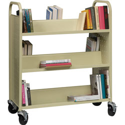 Lorell Double-Sided Booktruck, 39 in x 19 in x 46 in, Putty