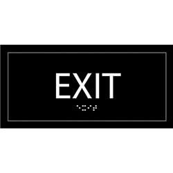 Lorell Exit Sign, 1 Each, 4 in x 8 in Height, Rectangular Shape, Easy Readability, Injection-molded, Plastic, Black