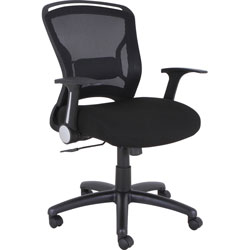 Lorell Flipper Arm Midback Chair, 27-3/4 in x 28 in x 39-5/8 in, BK