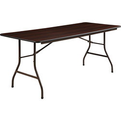 Lorell Folding Table, 72"x30"x29", Mahogany
