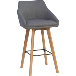 Lorell Gray Flannel Mid-Century Modern Guest Stool, Four-legged Base, Gray, 22 in x 22.3 in Depth x 42.5 in Height, 2 / Carton