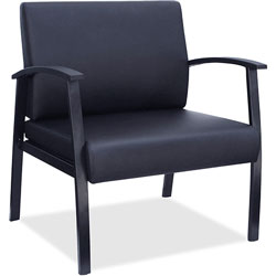 Lorell Guest Big & Tall Chair, Leather, 24 in x 25 in x 35-35-1/2 in, Black