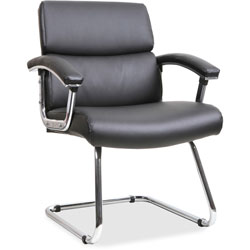 Lorell Guest Chair, 35-3/8 in x 26-1/8 in x 35 in, Leather/Black