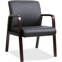 Lorell Guest Chair, 24 in x 25-5/8 in x 33-1/4 in, Wood, Black/Espresso