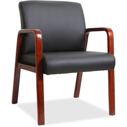 Lorell Guest Chair, 24 in x 25-5/8 in x 33-1/4 in, Wood, Black/Mahogany
