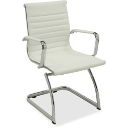 Lorell Guest Midback Chair, 23-3/4 in x 23-1/2 in x 35-1/2 in, White Leather