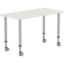 Lorell Height-adjustable 48 in Rectangular Table, Rectangle Top, 48 inx 23.62 in Table Top Depth, 33.62 in Height, Gray, Laminate