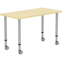 Lorell Height-adjustable 48 in Rectangular Table, Rectangle Top, 48 inx 23.62 in Table Top Depth, 33.62 in Height, Assembly Required, Laminated, Maple, Laminate