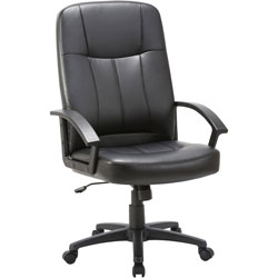 Lorell High Back Chair, Leather, 26"x29 1/2"x49 13/16", Black