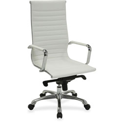 Lorell High Back Executive Chair, 24-3/8 in x 25 in x 47 in, White Leather