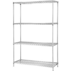 Lorell Industrial Wire Shelving Starter Kit, 48 in x 24 in, Chrome