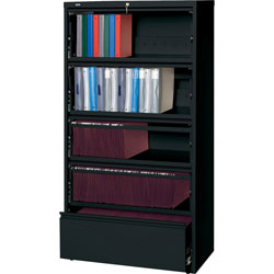 Lorell Lateral File, RCD, 5-Drawer, 36 in x 18-5/8 in x 68-3/4 in, Black