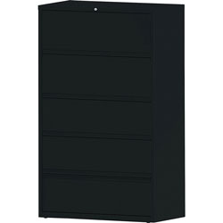 Lorell Lateral File, RCD, 5-Drawer, 42 in x 18-5/8 in x 68-3/4 in, Black