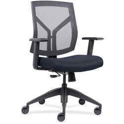 Lorell Mid-back Chair, Mesh Back, 26-1/2 in x 25 in x 45 in, Dark Blue Fabric