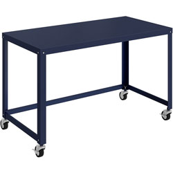 Lorell Mobile Desk - Rectangle Top - 48 in x 24 in, 30 in Height, Navy - Steel
