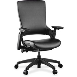 Lorell Multifunction Leather Chair, 25-1/4 in x 23-1/4 in x 40-1/2 in, Black