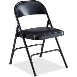 Lorell Padded Folding Chair, 19-3/8 in x 18-1/4 in x 29-5/8 in, 4/CT, Black
