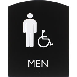 Lorell Restroom Sign, 1 Each, Men Print/Message, 6.8 in x 8.5 in Height, Rectangular Shape, Easy Readability, Braille, Plastic, Black