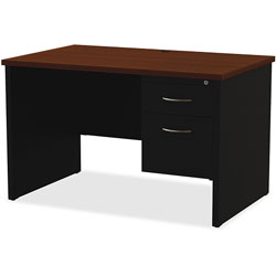 Lorell Right Pedestal Desk, 30 in x 448 in, Black/Walnut