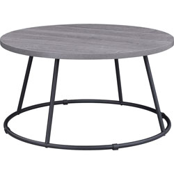 Lorell Round Coffee Table, Round Top, Powder Coated Four Leg Base, 4 Legs, 1 in Table Top Thickness x 31.50 in Table Top Diameter, 16.75 in Height, Weathered Charcoal