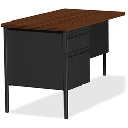 Lorell Single Pedestal Rtn Desk, LH, 42 in x 24 in x 29-1/2 in, Black Walnut