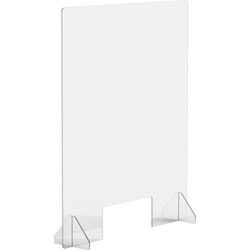 Lorell Social Distancing Barrier w/Cutout, 30 in x 7 in Depth x 36 in Height, 1 Each, Clear, Acrylic
