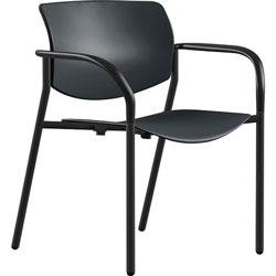 Lorell Stacking Chair with Arms, Plastic, 25-1/2 in x 25 in x 33, 2/CT, Black