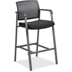Lorell Stool for Guests, Mesh Back, 23-5/8 in x 22-78 in x 42-7/8 in, Black