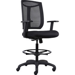 Lorell Stool, Mesh Back, Air Grid Seat, 25 in x 26 in x 52-1/2 in, Black