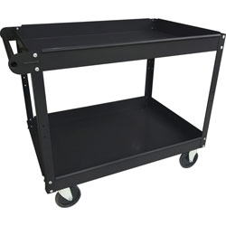 Lorell Utility Cart, 2-Shelf, 16 inWx30 inLx32 inH, Black