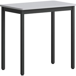 Lorell Utility Table - Gray Rectangle, Laminated Top - Powder Coated Black Base x 30 inx 18.13 in, 30 in Height, Melamine Top Material