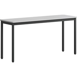 Lorell Utility Table - Gray Rectangle, Laminated Top - Powder Coated Black Base x 59.88 inx 18.13 in, 30 in Height, Melamine Top Material