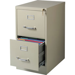 Lorell Vertical File, 22 in Deep, Comm, 2-Drawer, 15 in x 22 in x 28 in, PY