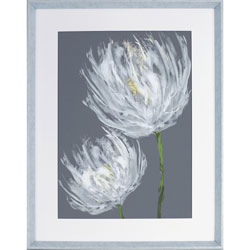 Lorell White Flower Design Framed Abstract Art, 27.50 in x 35.50 in Frame Size, 1 Each, Gray, White