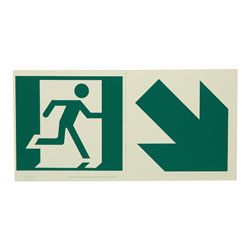 LumAware Photoluminescent Modular Running Man Sign with Arrow, 6 in x 6 in
