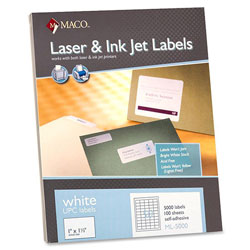 Maco Tag & Label UPC Labels, 1"x1 1/2", 5000/BX, White