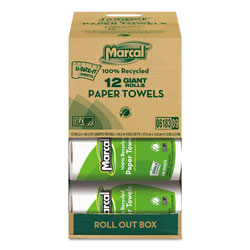 Marcal 100% Recycled Roll Towels, 2-Ply, 5 1/2 x 11, 140 Sheets, 12 Rolls/Carton