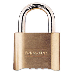 Master Lock Company No. 175 Combination Brass Padlock, 5/16 in dia, 1 in L x 1 in W, Steel