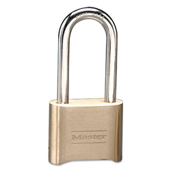 Master Lock Company No. 175 Combination Brass Padlock, 5/16 in dia, 2-1/4 in L x 1 in W, Brass