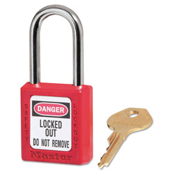 Master Lock Company Zenex™ Thermoplastic Safety Lockout Padlock, 410, 1-1/2 W x 1-3/4 H Body, 1-1/2 in H Shackle, KD, Red